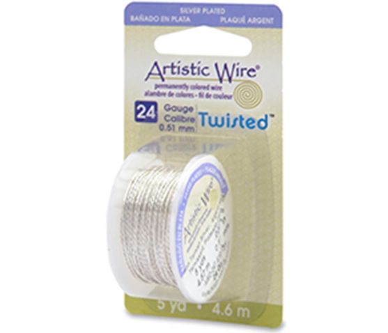 Artistic Wire - Twisted - Non-Tarnish Silver - 24 Gauge (0.51mm)