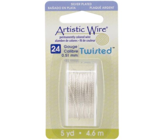 Artistic Wire - Twisted - Non-Tarnish Silver - 24 Gauge (0.51mm)