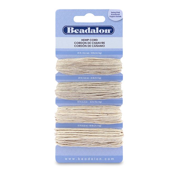 Beadalon - Cord Variety Pack, Hemp, Natural Color