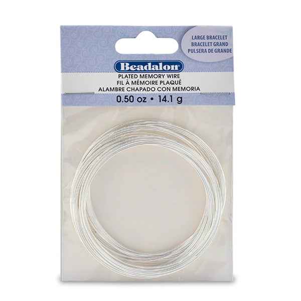 Memory Wire, Round, Large Bracelet, Silver Plated, 0.5 oz / 14 g, approx. 30 coils/pack