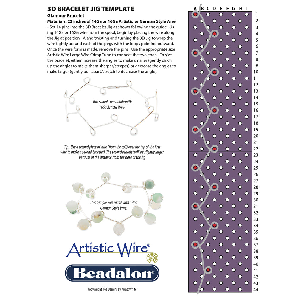 3D Bracelet Jig, with 20 Pegs 22 mm / 0.86 in, L x 4 mm / .15 in, O.D. and Holder tubes