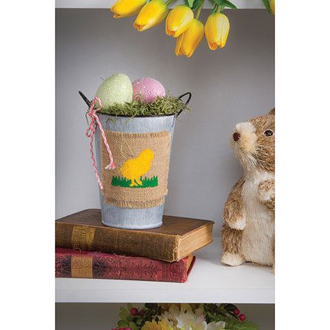 Darice - Metal Flower - Pot Planter with Burlap Label - 16.51cm x 13.00cm x 12.70cm