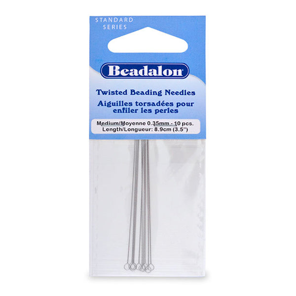 Twisted Beading Needles, Asian, Medium, .014 in, .35 mm / 10 pc