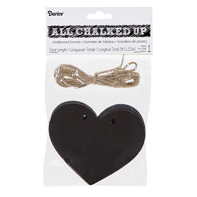 Darice - DIY Chalkboard Wooden Heart Banner - 5 piece