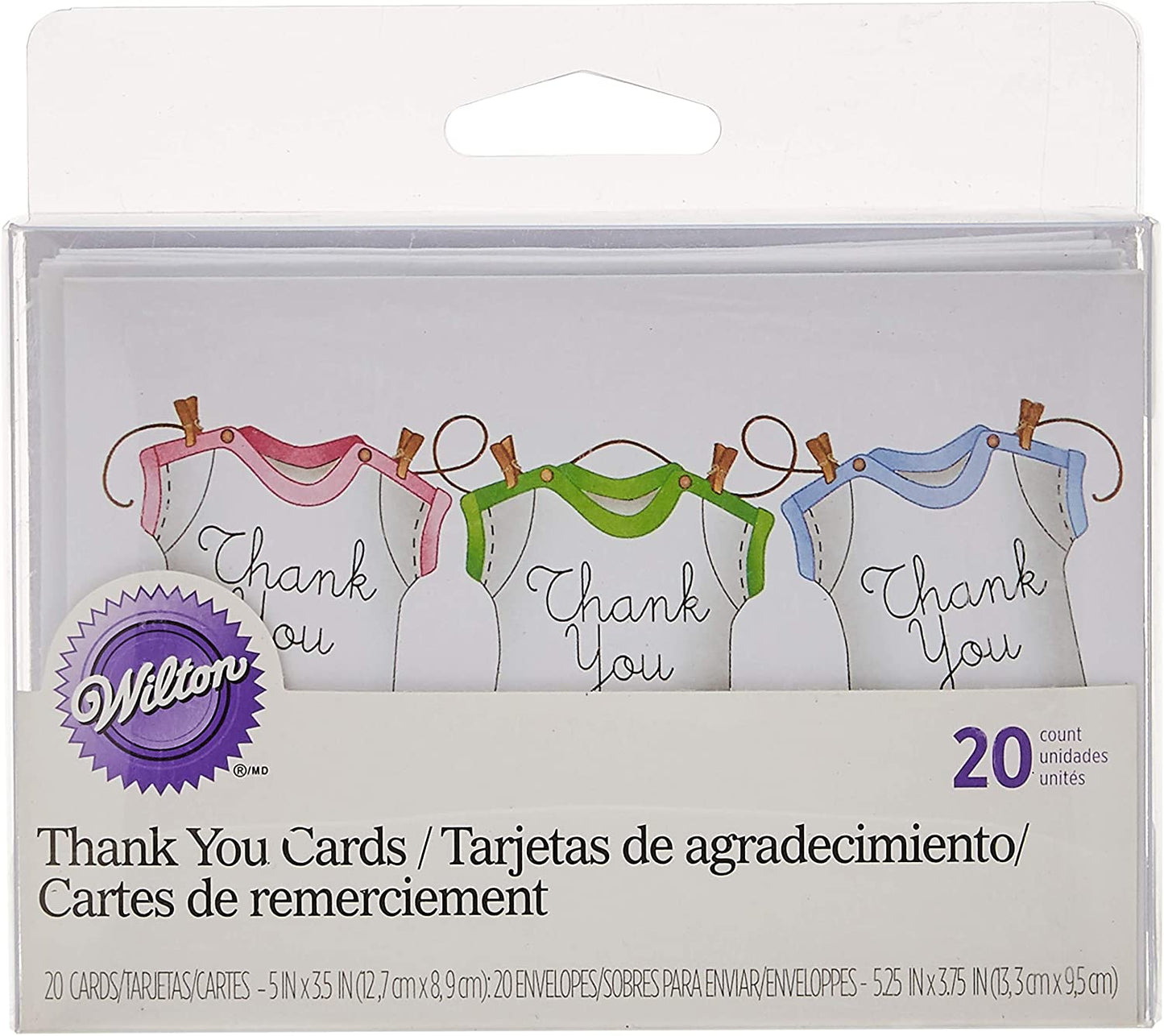 Wilton - Thank You Cards - Baby Onesies - 20 Piece