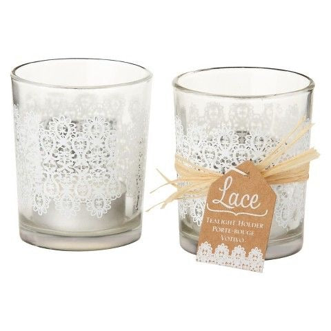 Kate Aspen - Romantic Lace Glass Tealight Holder - Set of 4
