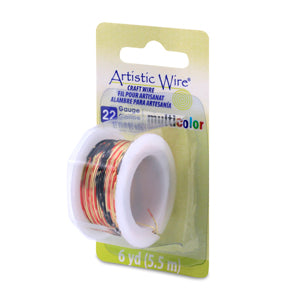 Artistic Wire, 22 Gauge / .64 mm Tarnish Resistant Colored Copper Craft Wire, Multicolor Red, Gold, Black, 6 yd / 5.5 m