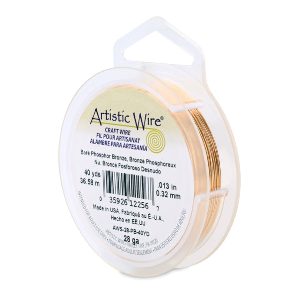 Artistic Wire, 28 Gauge / .32 mm Bare Phosphor Bronze Craft Wire, 40 yd / 36.5 m