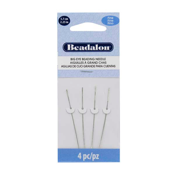 Big Eye Beading Needles, 2.25 in, 5.7 cm / Fine, 0.41 mm / .016 in, 4