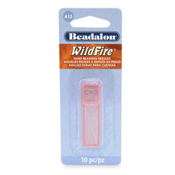 Hard Beading Needles for Wildfire, Size 13, for bead cord sizes up to .011 in, .28 mm / 10 pc with case
