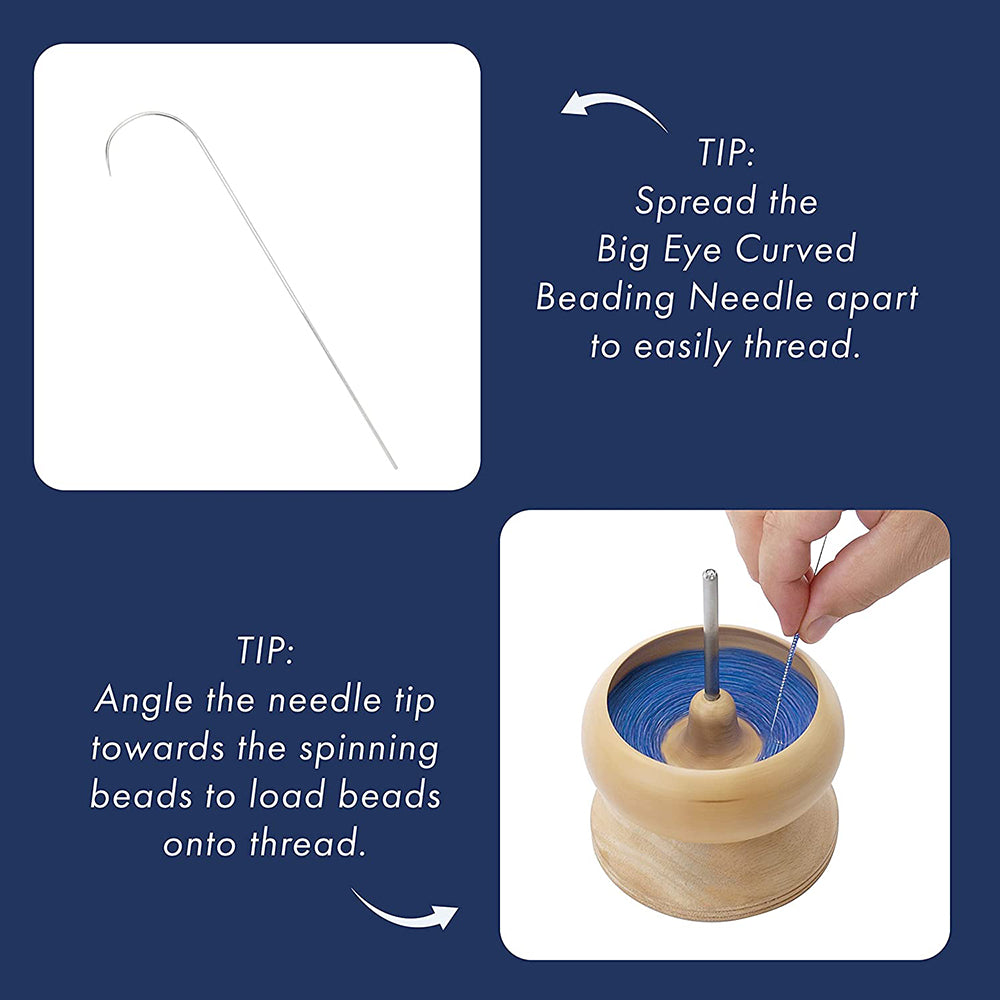 Spin-N-Bead, Size #14,.6 cm / 5.75 in, height x 10.85 cm / 4.25 in, width, 1 Curved Big Eye Needle