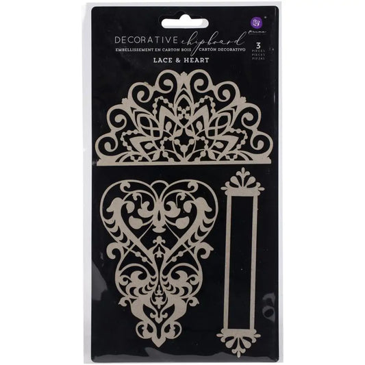 Prima Marketing - Laser Cut Chipboard - Lace & Heart