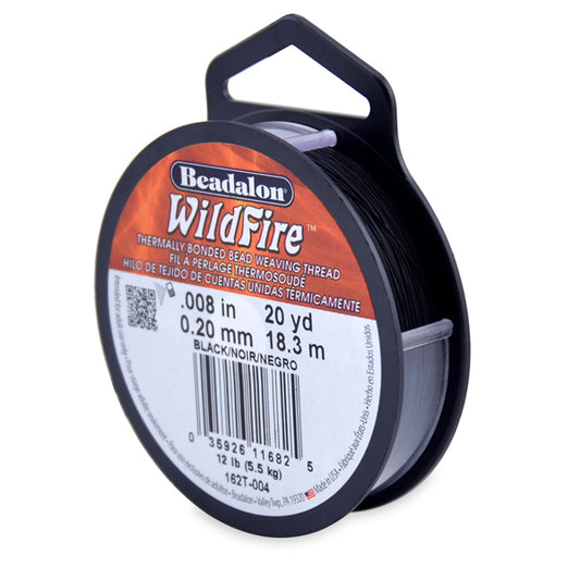 Wildfire, .008 in, 0.20 mm, Break Strength 12 lb / 5.5 kg, Black, 20 yd / 18 m