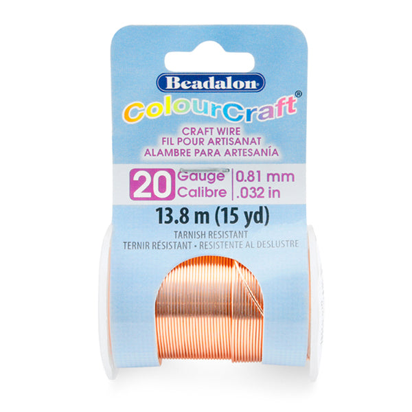 ColourCraft Wire, 20 Gauge 0.032 in / 0.81 mm, Copper, 13.8 m / 15 yd spool