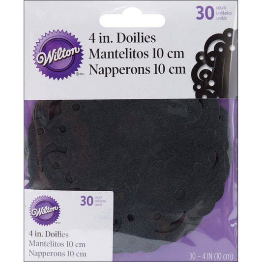 Wilton - 4" Doilies - Swirl Black