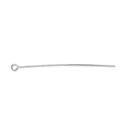 Eye Pin, 2.0 in / 50.8 mm, wire diameter 0.7 mm / .028 in, Silver Plated, 72 pc