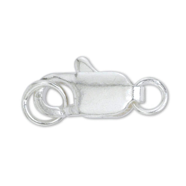 Lobster Clasps, 2 Rings, 12 mm / .48 in, Silver Plated, 4 pc