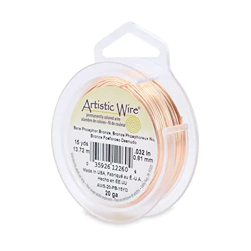 Artistic Wire, 20 Gauge Bare Phosphor Bronze Craft Jewelry Wrapping Wire, 15 yd