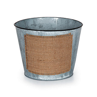 Darice - Metal Flower - Pot Planter with Burlap Label - 16.51cm x 13.00cm x 12.70cm