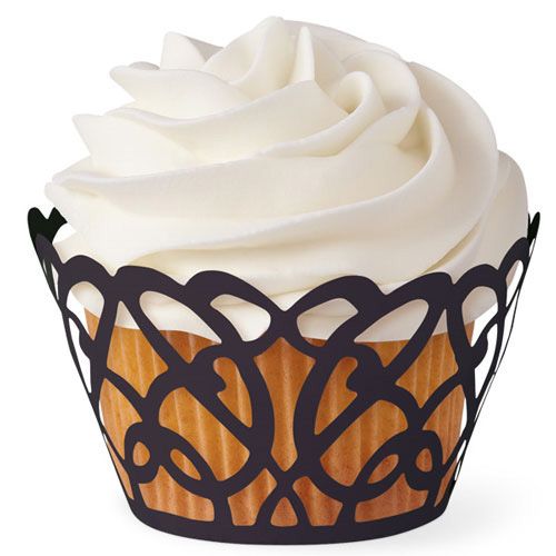 Wilton - Standard Cupcake Wraps - Black Swirls 18/Pkg