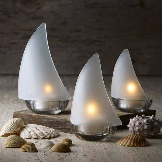 Kate Aspen - Tea Light Candle Holder - Glass Sail Boat