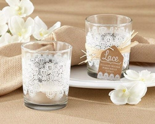 Kate Aspen - Romantic Lace Glass Tealight Holder - Set of 4