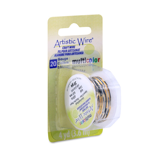 Artistic Wire, 20 Gauge / .81 mm Tarnish Resistant Colored Copper Craft Wire, Multicolor Silver, Gold, Black, 4 yd / 3.6 m