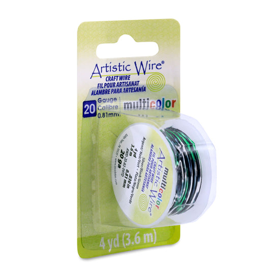 Artistic Wire, 20 Gauge / .81 mm Tarnish Resistant Colored Copper Craft Wire, Multicolor Silver, Black, Green, 4 yd / 3.6 m