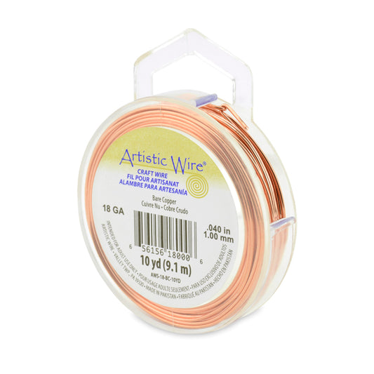 Artistic Wire, 18 Gauge / 1.0 mm Bare Copper Craft Wire, 10 yd / 9.1 m