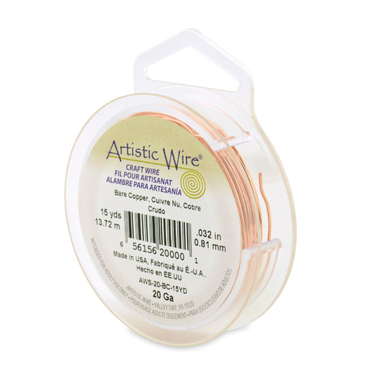 Artistic Wire, 20 Gauge / .81 mm Bare Copper Craft Wire, 15 yd / 13.7 m