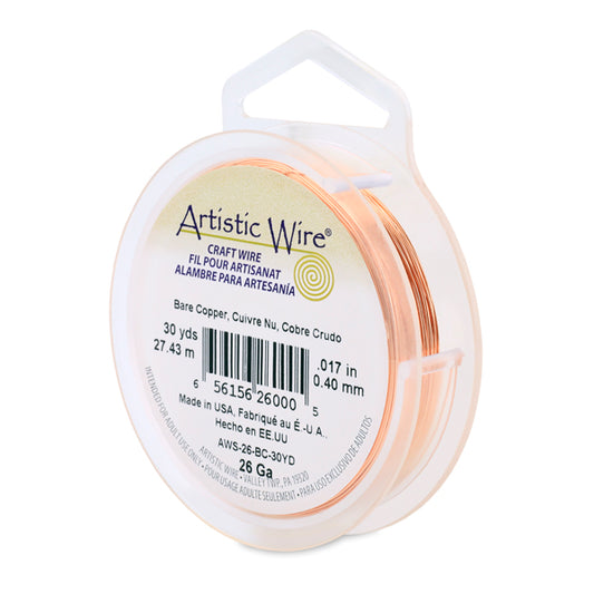 Artistic Wire, 26 Gauge / .41 mm Bare Copper Craft Wire, 30 yd / 27.4 m