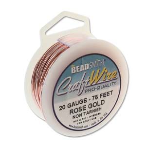 BeadSmith - 20 Gauge Pro-Quality Rose Gold - Plated Craft Wire 75ft (22.86m)