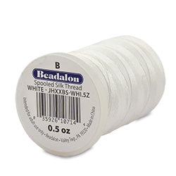 Beadalon Silk Thread, Size B .008 in / .20 mm, White, 0.5 oz / 14.17 g, 1170 ft / 357 m