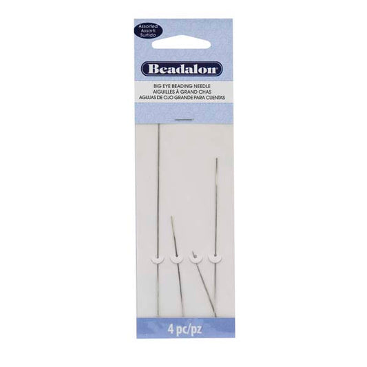 Big Eye Beading Needle, Variety Pack, 0.58 mm / .022 in, diameter, 44.5 mm / 1.75 in, 57.2 mm / 2.25 in, 82.60 mm / 3.25 in, 114.3 mm / 4.5 in, 4 pc