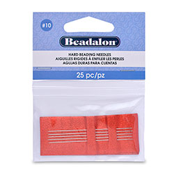 Hard Beading Needles, Size #10, for bead cord sizes up to .011 in, .28 mm / 25 pc