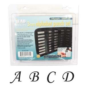 Beadsmith - Alphabet Punch Set W/Case 27/Pc - 3mm, Uppercase, Calligraphic