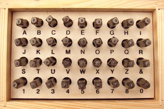 Beadsmith - Alphabet & Number Punch Set W/Wood Case 32/Pkg- 1.5mm, Uppercase, Gothic