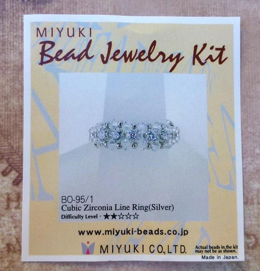 Beadsmith - Miyuki - Bead Jewelry Kit - Cubic Zirconia Line Ring - Silver