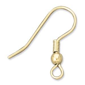 Beadsmith - Ear Wires - Fish Hook - Spring Gold - 144 Per Bag