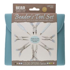 Beadsmith - Beader's Tool Set - Set of 8 Slimline Color-Coordinated Tools - Light Blue