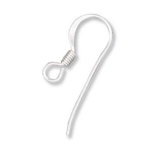 Beadsmith - Sterling Silver - 25mm Flat Ear Wire with 2mm Ring & Coil - Bag of 20