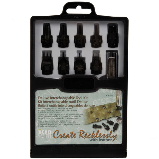 Beadsmith - Create Recklessly - Leather Deluxe Interchg. Tool Kit